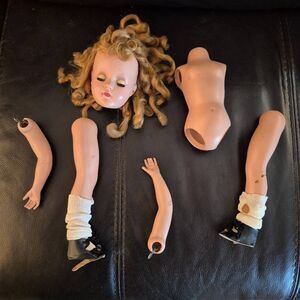 Doll Parts, Vintage 2 legs, 1 body, 1 head & 2 arms